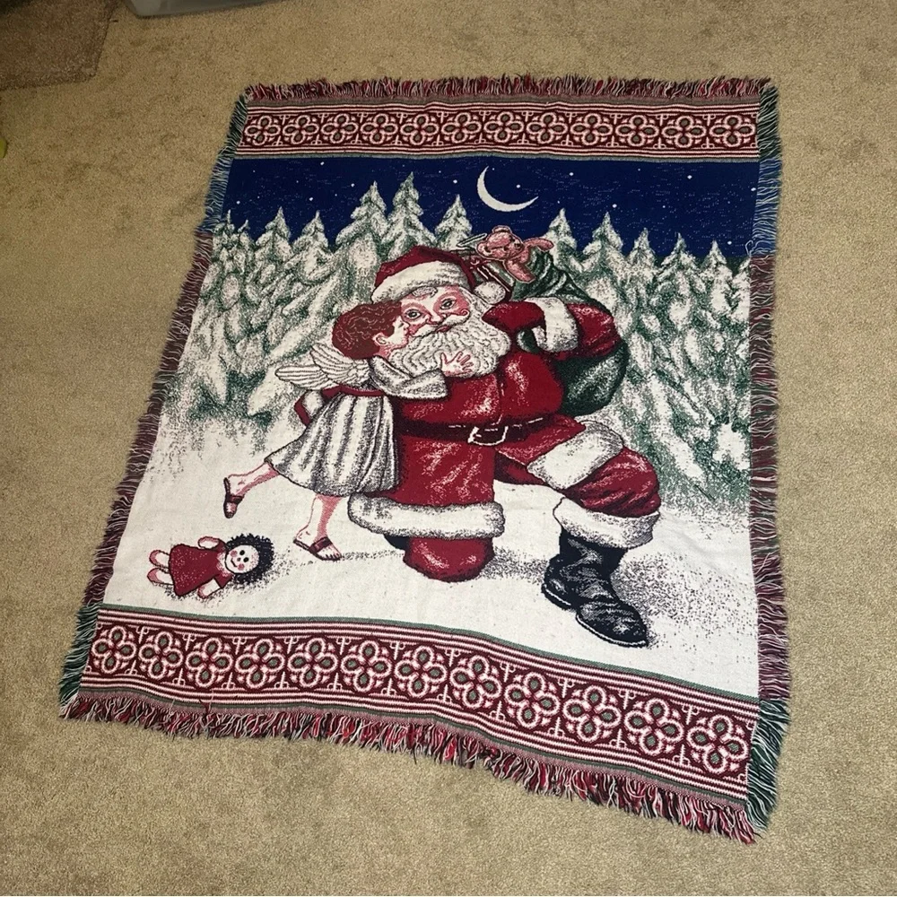 Santa and Angel Holiday Throw Blanket